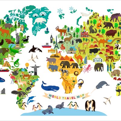 постеры Карта с животными
