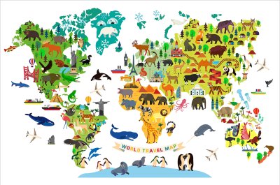 постеры Карта с животными