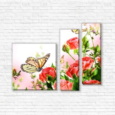 модульные картины Розы и бабочки