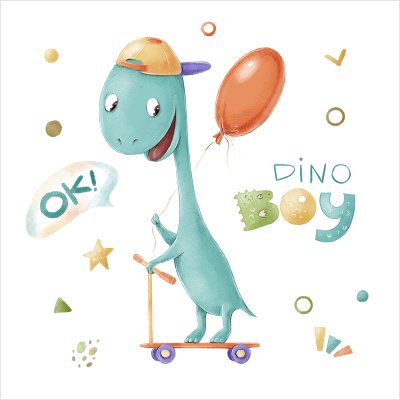постеры Динозаврик на самокате